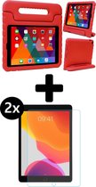 iPad 10.2 2019 Kinderhoes Kidscase Hoesje + 2x Screenprotector - Rood