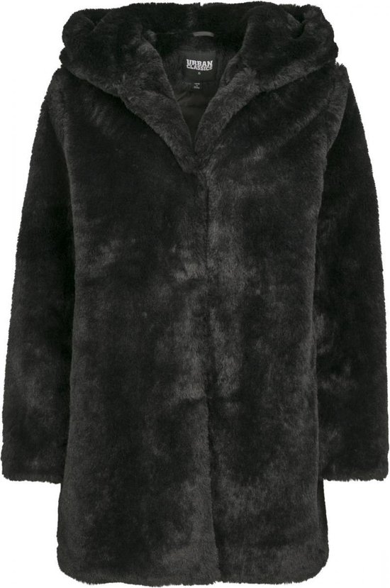 Jas Dames Hooded Teddy Coat zwart maat L | bol.com