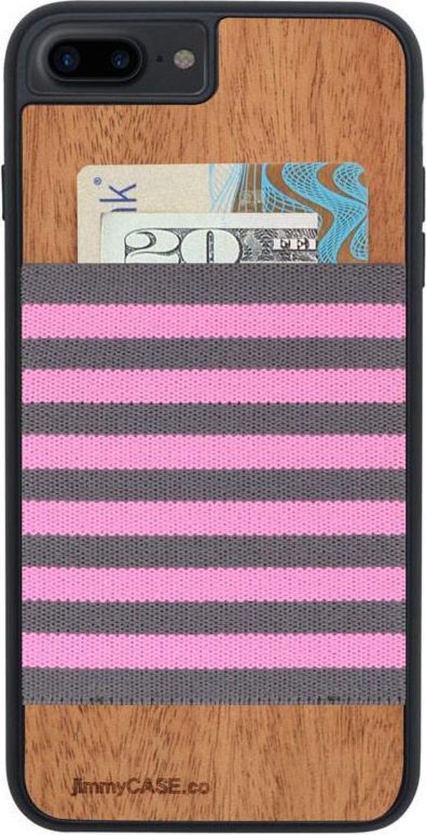 JimmyCASE iPhone 7 & 6/6S Wallet Case Pink Grey stripe