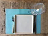 Hoogwaardige Stijlvolle Placemat - Katoen / Linnen - Soepel - Duurzaam - Set van 4 - 30 cm x 45 cm - Uni Blauw