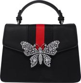 Jessidress Luxe Handtas met vlinder vol strass - Zwart