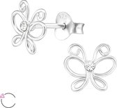 Joy|S - Zilveren vlinder met Swarovski oorbellen 0.8 cm