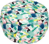 GINGER Tropical Paradise Pouf - Poef rond 38x20 cm - katoen