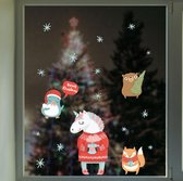 Crearreda Muursticker Kerstmis Unicorns – Kerststickers – Vinyl – Raamstickers – Raamdecoratie Kerstmis – 19 stickers