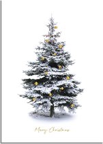 DesignClaud Kerstposter Merry Christmas Kerstboom - Goudfolie kerstballen A3 poster (29,7x42 cm)