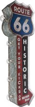 Signs-USA - Light up! Dubbelzijdig Route 66 vintage marquee uithangbord met bulb lampen - 24,5 x 8 x 65 cm