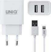 UNIQ Accessory iPhone-oplader van 2.4A Lightning met 2 USB-poorten - CE-markering