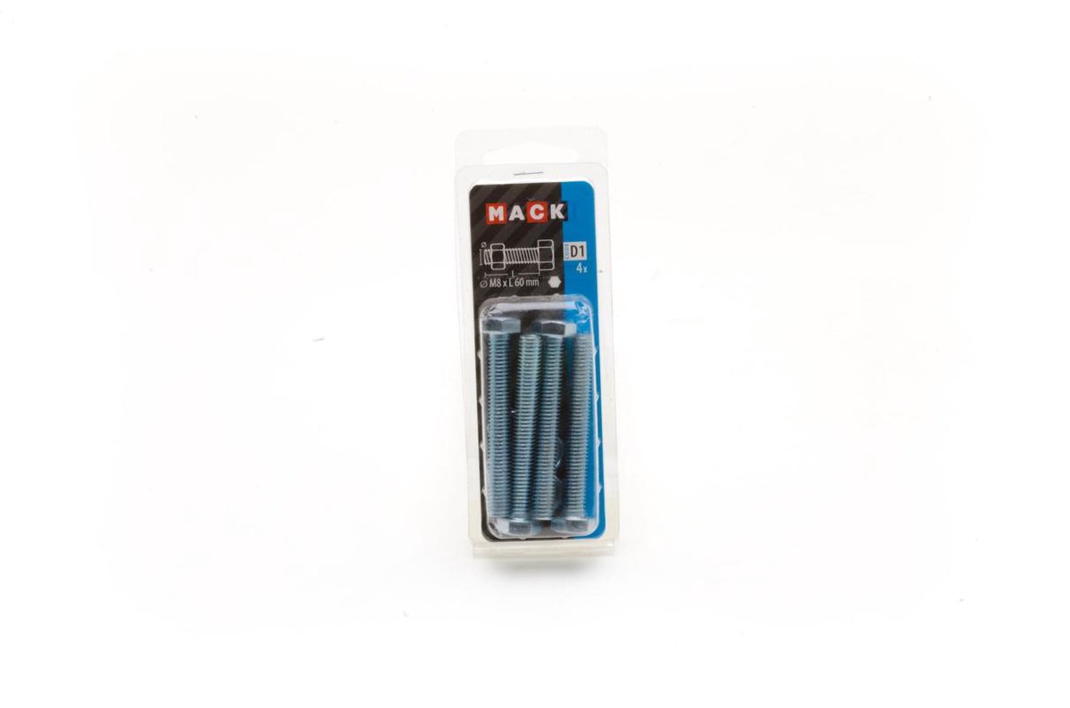 Mack Tapbout met moer M8 x 60 mm verzinkt 4 stuks