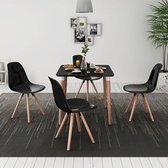 Complete Eettafel set 5 delig Zwart (Incl Anti Kras Vilt 16st) - Eet tafel + 4 Eetstoelen - DIneertafel - Eettafelstoelen - Eetkamerstoelen