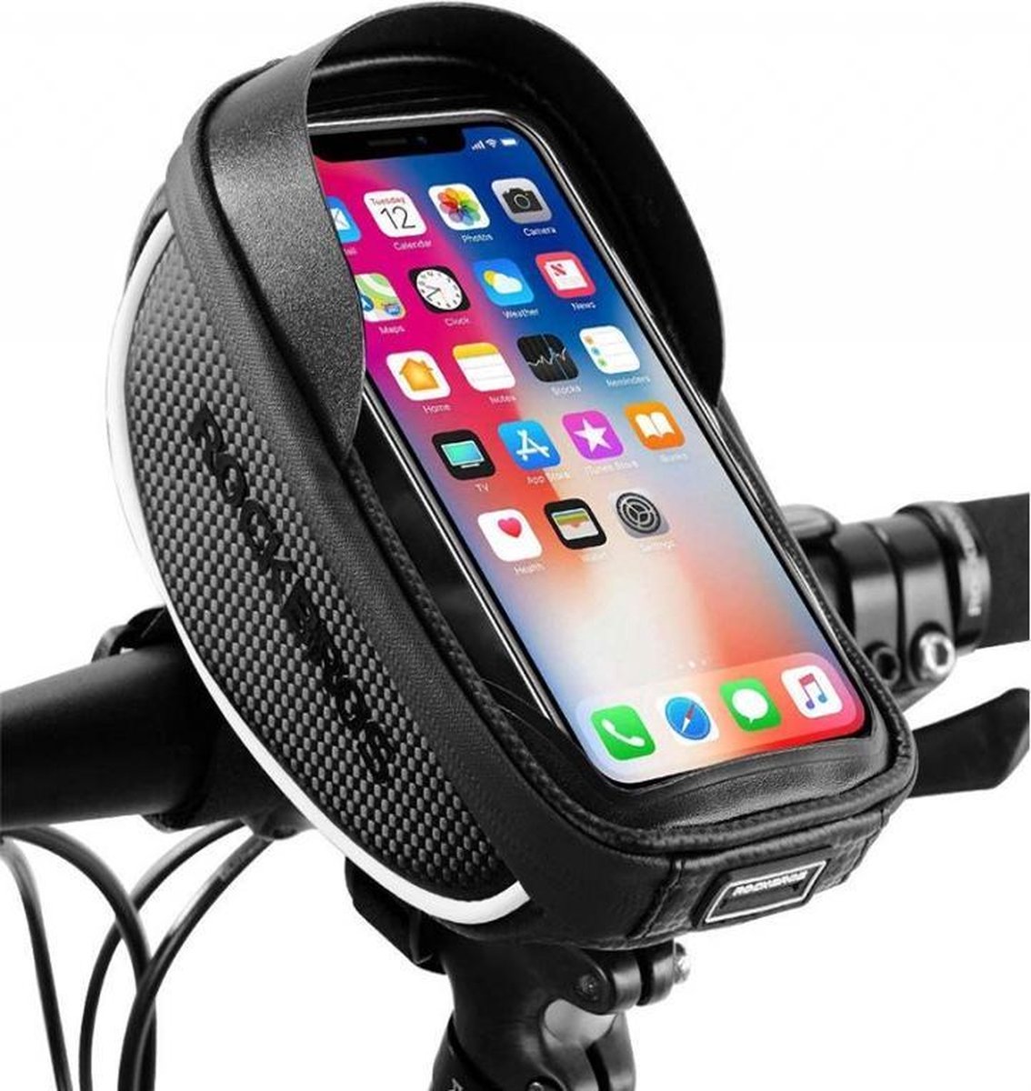 Originele waterdichte fiets stuurtas met telefoonhouder en opbergvak - Fiets stuur smartphone tas -