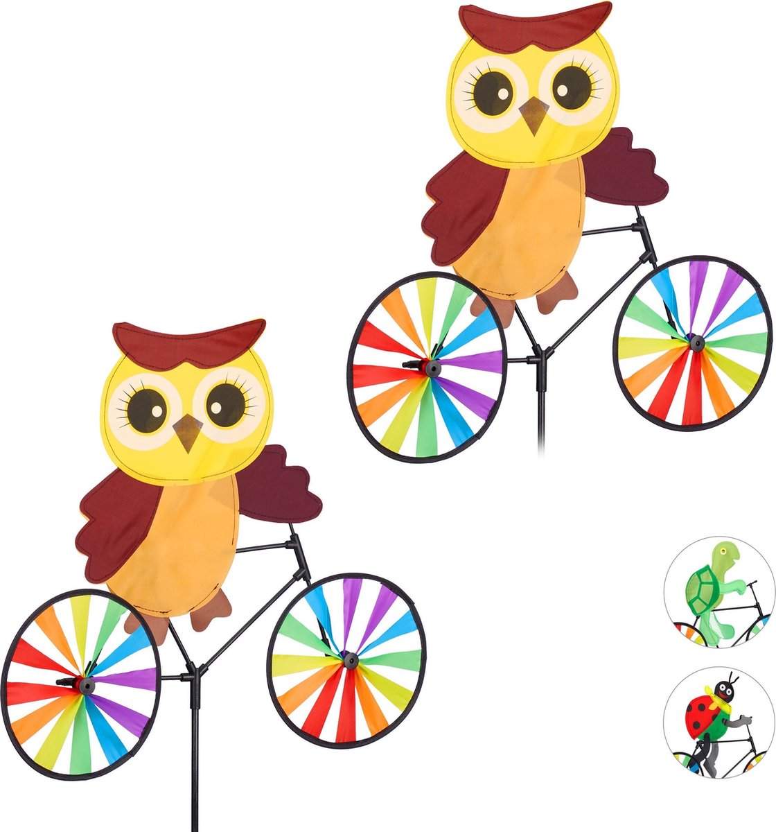 Relaxdays windmolen bloem, tuinsteker voor tuin & balkon, HBD: 84x36x11 cm, voor kinderen, tuindecoratie, oranje/geel