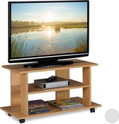Relaxdays tv kast op wielen - tv meubel - televisietafel - verrijdbaar - tv dressoir - houtlook