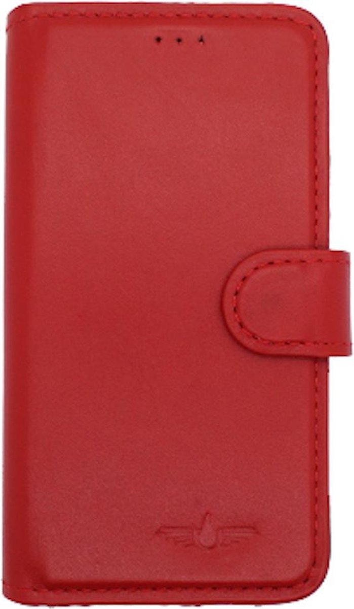 Galata Effen bookcase Apple iPhone X / Xs hoesje echt leer rood | Ruimte voor drie pasjes | Opbergvakje voor briefgeld | Handige stand functie | Magneetsluiting | handarbeid door ambachtslieden