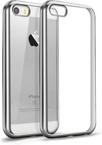 Hoesje Transparant met zilvere rand voor Apple iPhone 5 / 5s / SE, iPhone 5 Siliconen Shock Proof Hoesje Case met Versterkte rand, Cover iPhone 5, Doorzichtig Gel TPU Hoesje Backcover