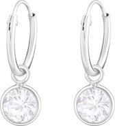 Joy|S - Zilveren oorbellen crystal bedel 925 oorringen