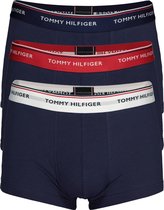 Tommy Hilfiger low rise trunk (3-pack) - lage heren boxers kort - blauw met 3 kleuren tailleband - Maat: L