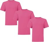 Senvi Kids 3 Pack T-Shirt Ronde Hals Maat: 128 - Kleur: Roze