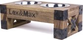 Lex & Max Feeder - Voerbakken Standaard - RVS bakken 17CM - 43x24x16cm - Hout