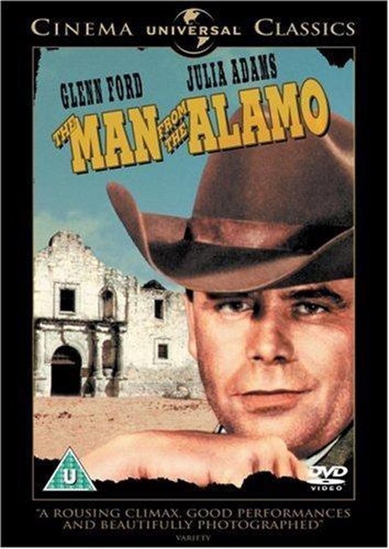 DVD cover 'The Man from the Alamo', met Glenn Ford, Julia Adams, en de Alamo.