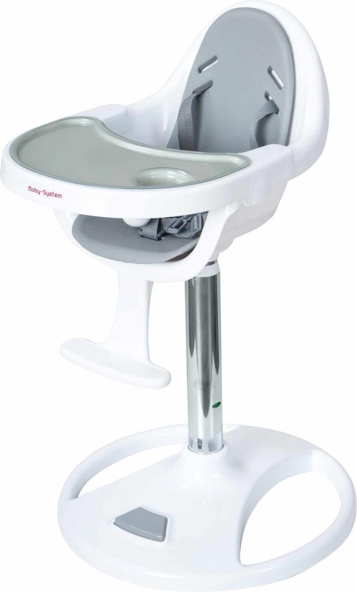 Moby System - Kinderstoel - FLORA - Hoge draaibare kinderstoel - Grijs / Wit - Verstelbare hoogte
