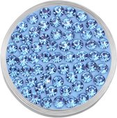 Mini pièce interchangeable Quiges en acier inoxydable avec pierres de zircone cubique bleu clair - SLSRC028