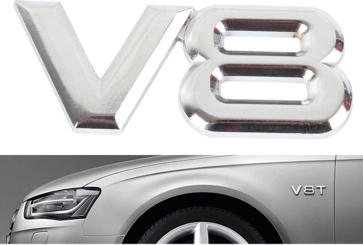 Autosticker V8 symbool/embleem - Voor elk type auto