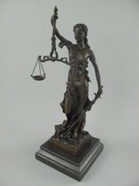 Bronzen - beeldje - Vrouwe Justitia - vierkante voet - brons - 35 cm hoog