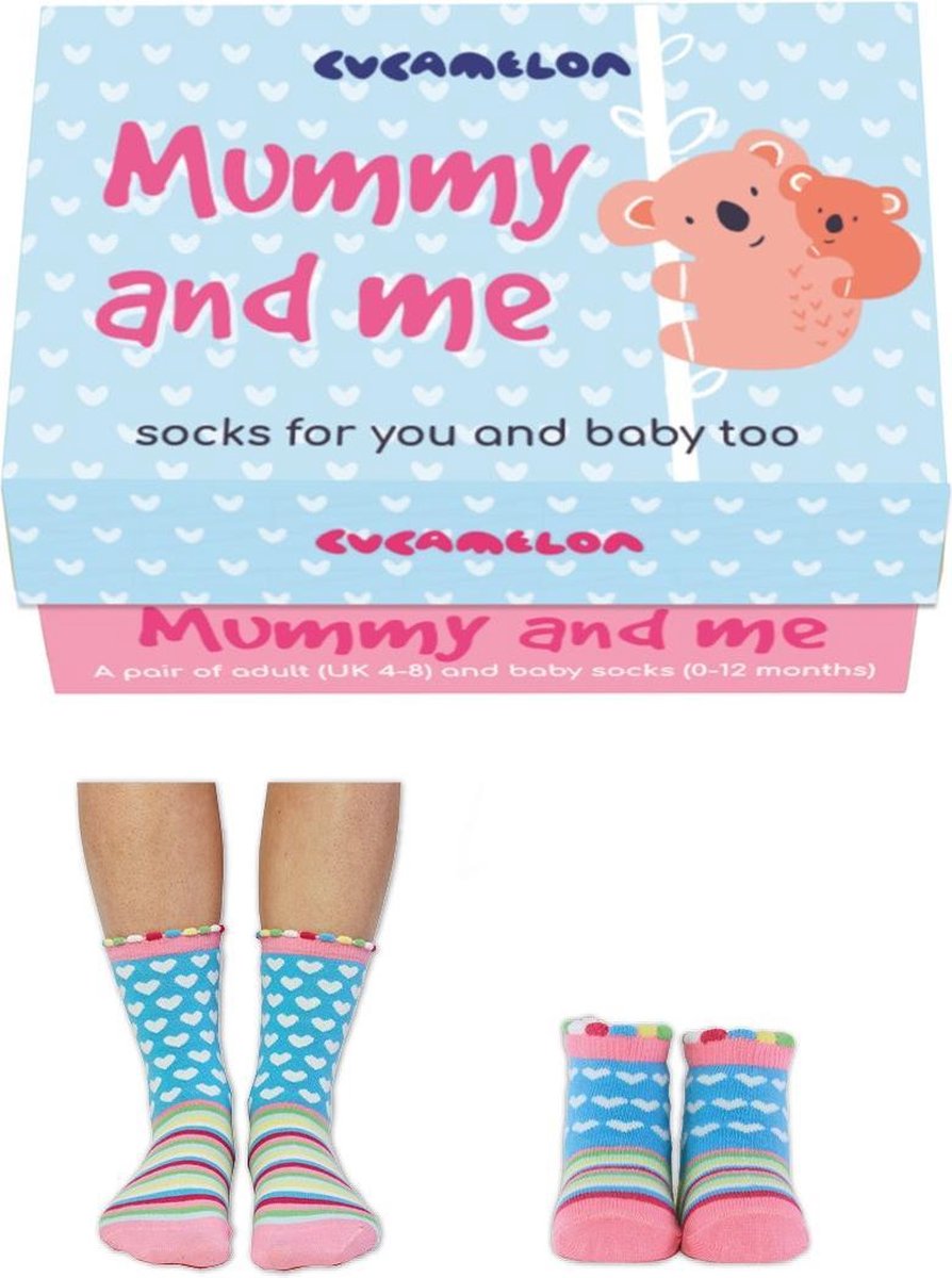 Cadeaudoosje met Moeder Dochter sokken - Mummy and Me - Maat 37/42 en 0-12 mnd - ook leuk kraamcadeau