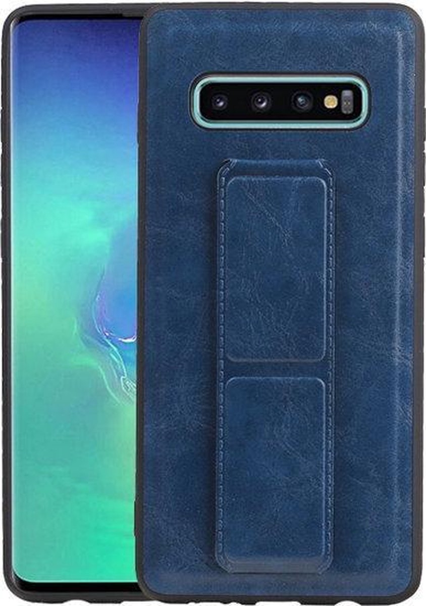 Grip Stand Hardcase Backcover voor Samsung Galaxy S10 Plus Blauw