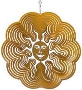 Spin Art windspinner zon RVS - Ø 30 cm - goudkleurig