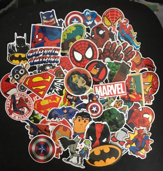 Donder Proficiat Uitstralen 50 Marvel superhelden stickers voor laptop skateboard muur kast agenda etc.  | bol.com