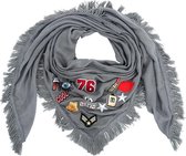 BY-ST6 - Trendy grijze sjaal met patches