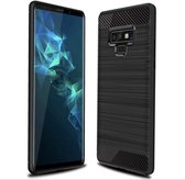 DrPhone Note 9 Case - TPU brossé - Preuve Ultimate goutte Siliconen - fibre de carbone Look Zwart