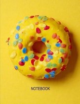 Notebook. Yellow Donut Cover Design. Composition Notebook. Wide Ruled. 8.5 x 11. 120 Pages.