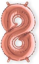 Folieballon - Cijfer 8 - Rozegoud - Grabo balloon - 35cm