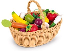 Janod In De Keuken - 24 Stuks Groenten En Fruit In Mand - Musthave Voor Ieder Speelgoedwinkeltje Of Speelgoedkeuken - Geschikt Vanaf 3 Jaar