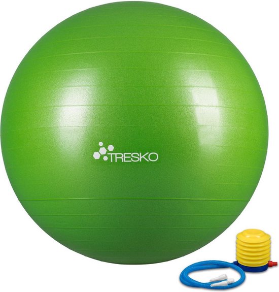 Fitnessbal met pomp - diameter 55 cm - Groen | bol.com