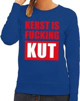 Foute kersttrui / sweater Kerst Is Fucking Kut - blauw voor dames - Kersttruien 2XL (44)