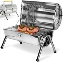 Tafel barbecue grill inox - met dubbel grill vlak - 38x52cm