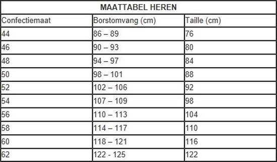 Heren maat 52 is gelijk aan sale