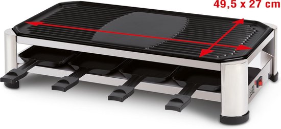 FRITEL Raclette Grill RG 2170 - Elektrische Tafelgrill - Gourmetstel & Teppanyaki - PFAS vrij - 1500W - 49,5x27 cm - 2 tot 8 Personen - Incl. 8 Raclettepannetjes & Spatels — afbeelding 4
