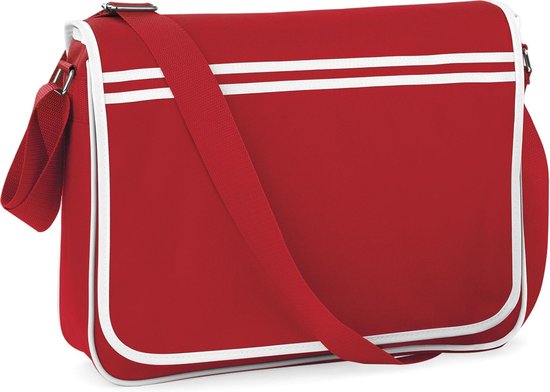 Bagbase Retro Schoudertas Classic Red White 12 Liter bol