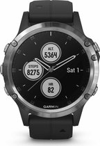 Garmin Fenix 5 Plus - GPS multisport smartwatch met polshartslagmeter - 47 mm - Zilver/Zwart