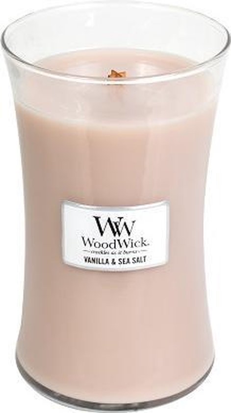 Woodwick Hourglass Large Geurkaars - Vanilla & Sea Salt