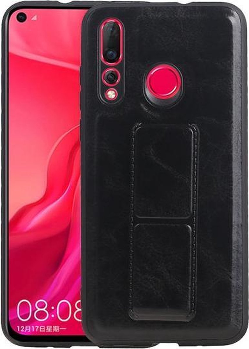 Grip Stand Hardcase Backcover voor Huawei Nova 4 Zwart