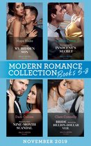 Modern Romance November 2019 Books 5-8: Claiming My Hidden Son (The Notorious Greek Billionaires) / Unwrapping the Innocent's Secret / Bound by Their Nine-Month Scandal / Bride Behind the Billion-Dollar Veil