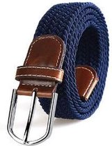 Unisex gevlochten elastische riem, geweven stretch riem heren en dames-100 - 130 cm-Navy