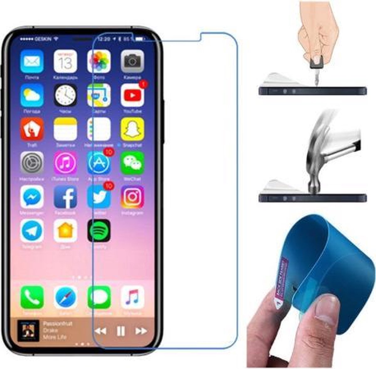 DrPhone 3x iPhone XR / iPhone 11 (6.1 inch) Nano Explosion-proof Schermfolie Flexibele Anti-Shock 0.3mm Soft Glass Screenprotector -