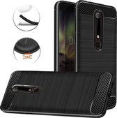 DrPhone Nokia 6.1/ Nokia 6.0 2018 Carbon Hoesje - Geborsteld TPU case - Ultimate Drop Proof Siliconen Case - Carbon