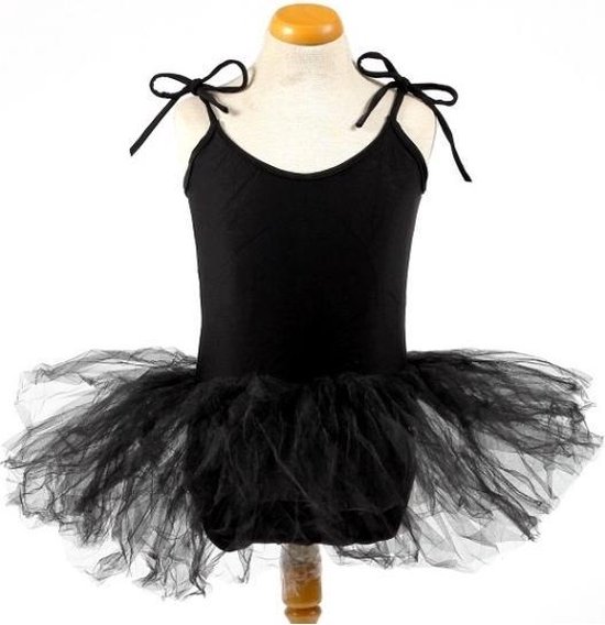 Balletpakje zwart + tutu ballet verkleed kleed meisje, maat 8 - 98/104